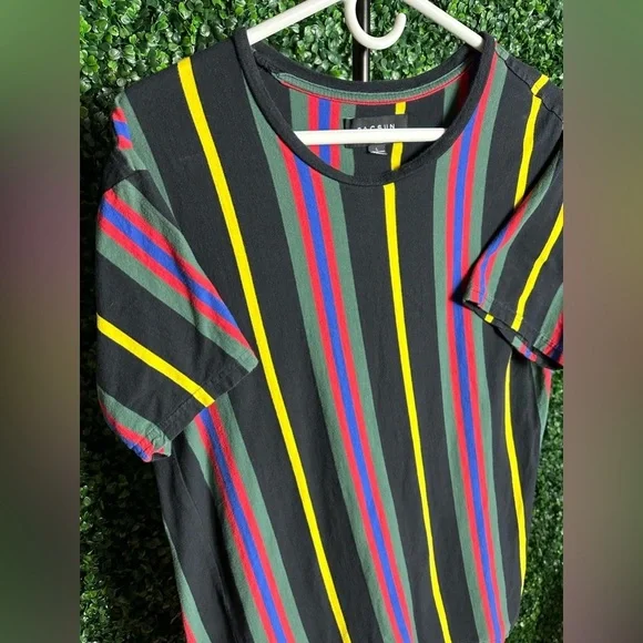 Pacsun Large Striped black red yellow mens Shirt - Picture 2 of 4
